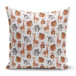 - Basic RGB - Realhomes Sevimli Orman Hayvanları Desenli Dijital Baskılı Özel Tasarım Modern Yastık Kırlent Kılıfı Realhomes