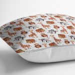 - Basic RGB - Realhomes Sevimli Orman Hayvanları Desenli Dijital Baskılı Özel Tasarım Modern Yastık Kırlent Kılıfı Realhomes