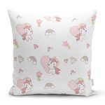 - Cute little unicorn seamless pattern - Realhomes Kalp Ve Unicorn Temalı Dijital Baskılı Özel Tasarım Modern Yastık Kırlent Kılıfı Realhomes