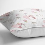 - Cute little unicorn seamless pattern - Realhomes Kalp Ve Unicorn Temalı Dijital Baskılı Özel Tasarım Modern Yastık Kırlent Kılıfı Realhomes