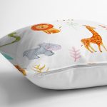 - Rh-K1471-2 - Realhomes Orman Hayvanları Desenli Dijital Baskılı Özel Tasarım Modern Yastık Kırlent Kılıfı Realhomes