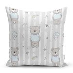 Sevimli Ayıcık Motifli Dijital Baskılı Özel Tasarım Modern Yastık Kırlent Kılıfı Realhomes