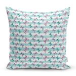 - Print - Realhomes Çizgili Zeminde Renkli Kurdele Motifli Dijital Baskılı Özel Tasarım Modern Yastık Kırlent Kılıfı Realhomes