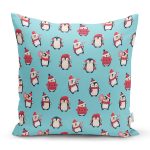 - все пингвины - Realhomes Atkı Ve Bereli Penguen Temalı Dijital Baskılı Özel Tasarım Modern Yastık Kırlent Kılıfı Realhomes