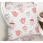 - Основные RGB - Realhomes Puanlı Zeminde Kahve Kupası Desenli Dijital Baskılı Özel Tasarım Modern Yastık Kırlent Kılıfı Realhomes