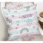 Unicorn Ve Gökkuşağı Desenli Dijital Baskılı Özel Tasarım Modern Yastık Kırlent Kılıfı Realhomes