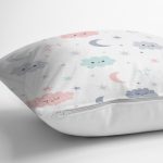 Ay Bulut Ve Yıldız Motifli Dijital Baskılı Özel Tasarım Modern Yastık Kırlent Kılıfı Realhomes