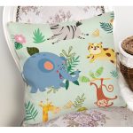 - Print - Realhomes Sevimli Orman Hayvanları Desenli Dijital Baskılı Özel Tasarım Modern Yastık Kırlent Kılıfı Realhomes