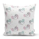 Sevimli Unicorn Desenli Dijital Baskılı Özel Tasarım Modern Yastık Kırlent Kılıfı Realhomes