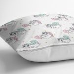 Sevimli Unicorn Desenli Dijital Baskılı Özel Tasarım Modern Yastık Kırlent Kılıfı Realhomes