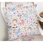 Unicorn Ve Gökkuşağı Temalı Dijital Baskılı Özel Tasarım Modern Yastık Kırlent Kılıfı Realhomes
