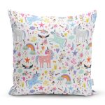 Unicorn Ve Gökkuşağı Temalı Dijital Baskılı Özel Tasarım Modern Yastık Kırlent Kılıfı Realhomes