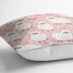 Pembe Zeminde Koyun Desenli Dijital Baskılı Özel Tasarım Modern Yastık Kırlent Kılıfı Realhomes