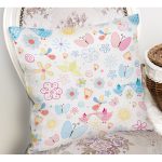 - Rh-K1487-1 - Realhomes Kelebek Ve Kuş Desenli Dijital Baskılı Özel Tasarım Modern Yastık Kırlent Kılıfı Realhomes