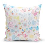 - Rh-K1487 - Realhomes Kelebek Ve Kuş Desenli Dijital Baskılı Özel Tasarım Modern Yastık Kırlent Kılıfı Realhomes