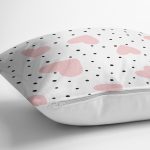 - Rh-K1488-2 - Realhomes Puanlı Zeminde Pembe Kalpler Dijital Baskılı Özel Tasarım Modern Yastık Kırlent Kılıfı Realhomes