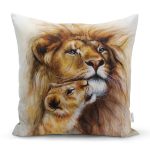 - Rh-K149 - Realhomes Aslan Desenli Dijital Baskılı Dekoratif Modern Yastık Kırlent Kılıfı Realhomes