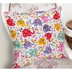 - Basic RGB - Realhomes Rengarenk Fil Desenli Dijital Baskılı Özel Tasarım Modern Yastık Kırlent Kılıfı Realhomes