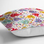 - Basic RGB - Realhomes Rengarenk Fil Desenli Dijital Baskılı Özel Tasarım Modern Yastık Kırlent Kılıfı Realhomes