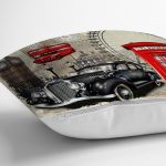 Retro Araba Temalı Dijital Baskılı Dekoratif Modern Yastık Kırlent Kılıfı Realhomes