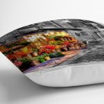 Çiçekçi Dükkanı Desenli Dijital Baskılı Dekoratif Modern Yastık Kırlent Kılıfı Realhomes