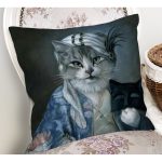 - Rh-K1520-1 - Realhomes Kedi Desenli Dijital Baskılı Dekoratif Modern Yastık Kırlent Kılıfı Realhomes