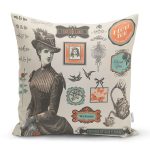 Vintage Kadın Portre Dijital Baskılı Dekoratif Modern Yastık Kırlent Kılıfı Realhomes