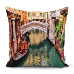 - Rh-K1535 - Realhomes Venedik Motifli Dijital Baskılı Dekoratif Modern Yastık Kırlent Kılıfı Realhomes