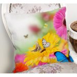 - Rh-K1548-1 - Realhomes Çiçek Ve Kelebek Desenli Dijital Baskılı Dekoratif Modern Yastık Kırlent Kılıfı Realhomes