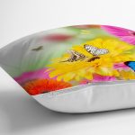 - Rh-K1548-2 - Realhomes Çiçek Ve Kelebek Desenli Dijital Baskılı Dekoratif Modern Yastık Kırlent Kılıfı Realhomes