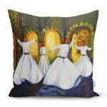 Semazen Temalı Yağlı Boya Dijital Baskılı Dekoratif Modern Yastık Kırlent Kılıfı Realhomes