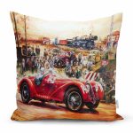 - Rh-K1565 - Realhomes Retro Yarış Temalı Dijital Baskılı Dekoratif Modern Yastık Kırlent Kılıfı Realhomes