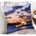 - Rh-K1566-1 - Realhomes Kız Kulesi Manzarası Dijital Baskılı Dekoratif Modern Yastık Kırlent Kılıfı Realhomes