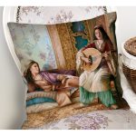 - Rh-K1568-1 - Realhomes Osmanlı Temalı Yağlı Boya Dijital Baskılı Dekoratif Modern Yastık Kırlent Kılıfı Realhomes