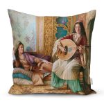 - Rh-K1568 - Realhomes Osmanlı Temalı Yağlı Boya Dijital Baskılı Dekoratif Modern Yastık Kırlent Kılıfı Realhomes