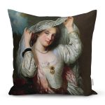 Osmanlı Temalı Kadın Portresi Dijital Baskılı Dekoratif Modern Yastık Kırlent Kılıfı Realhomes