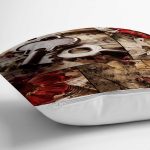 Kağıt Üzerinde Çiçek Ve Anahtar Desenli Dijital Baskılı Dekoratif Modern Yastık Kırlent Kılıfı Realhomes