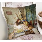 - Rh-K1580-1 - Realhomes Osmanlı Motifli Kadınlar Yağlı Boya Desenli Dijital Baskılı Dekoratif Modern Yastık Kırlent Kılıfı Realhomes