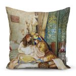 - Rh-K1580 - Realhomes Osmanlı Motifli Kadınlar Yağlı Boya Desenli Dijital Baskılı Dekoratif Modern Yastık Kırlent Kılıfı Realhomes