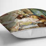 - Rh-K1580-2 - Realhomes Osmanlı Motifli Kadınlar Yağlı Boya Desenli Dijital Baskılı Dekoratif Modern Yastık Kırlent Kılıfı Realhomes