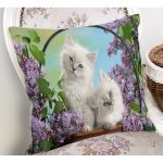 Çiçekler İçinde Sevimli Yavru Kediler Dijital Baskılı Dekoratif Modern Yastık Kırlent Kılıfı Realhomes