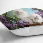 Çiçekler İçinde Sevimli Yavru Kediler Dijital Baskılı Dekoratif Modern Yastık Kırlent Kılıfı Realhomes