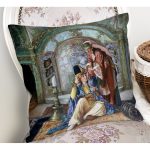 - Rh-K1585-1 - Realhomes Osmanlı Temalı Kadınlar Yağlı Boya Dijital Baskılı Dekoratif Modern Yastık Kırlent Kılıfı Realhomes