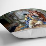 - Rh-K1585-2 - Realhomes Osmanlı Temalı Kadınlar Yağlı Boya Dijital Baskılı Dekoratif Modern Yastık Kırlent Kılıfı Realhomes