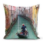 - Rh-K167 - Realhomes Venedik Temalı Dijital Baskılı Dekoratif Modern Yastık Kırlent Kılıfı Realhomes