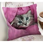 - Rh-K185-1 - Realhomes Sevimli Yavru Kedi Desenli Dijital Baskılı Dekoratif Modern Yastık Kırlent Kılıfı Realhomes