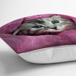 - Rh-K185-2 - Realhomes Sevimli Yavru Kedi Desenli Dijital Baskılı Dekoratif Modern Yastık Kırlent Kılıfı Realhomes