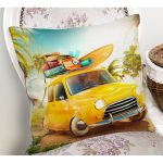 - Rh-K186-1 - Realhomes Klasik Araba Temalı Dijital Baskılı Dekoratif Modern Yastık Kırlent Kılıfı Realhomes