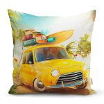 - Rh-K186 - Realhomes Klasik Araba Temalı Dijital Baskılı Dekoratif Modern Yastık Kırlent Kılıfı Realhomes