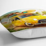 - Rh-K186-2 - Realhomes Klasik Araba Temalı Dijital Baskılı Dekoratif Modern Yastık Kırlent Kılıfı Realhomes